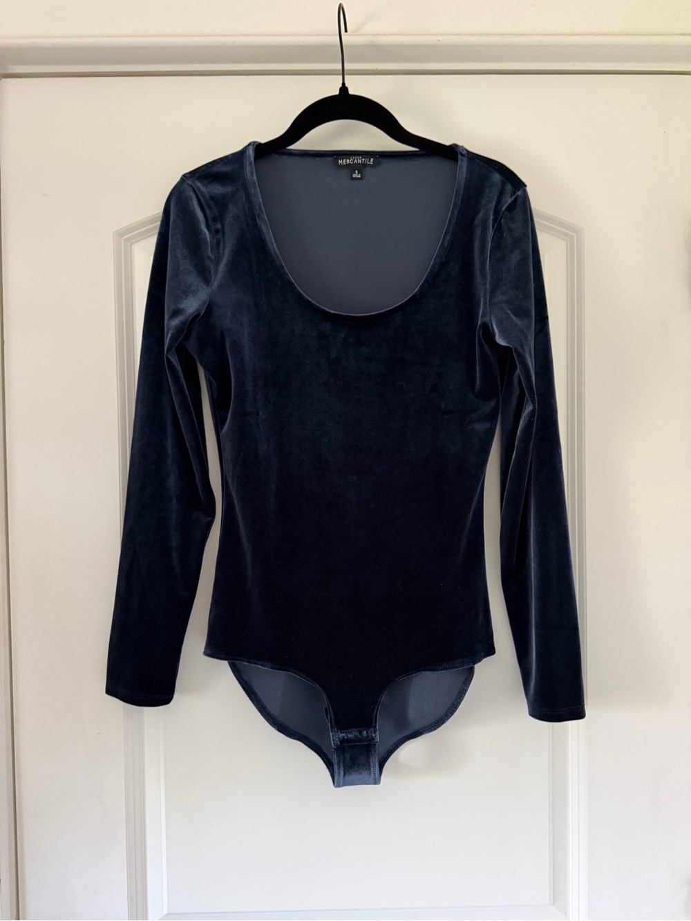 Vintage Madewell Mercantile Navy Velvet Long-Sleeve Bodysuit